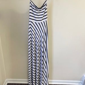 Bebe White and Black Stripe Maxi Dress
